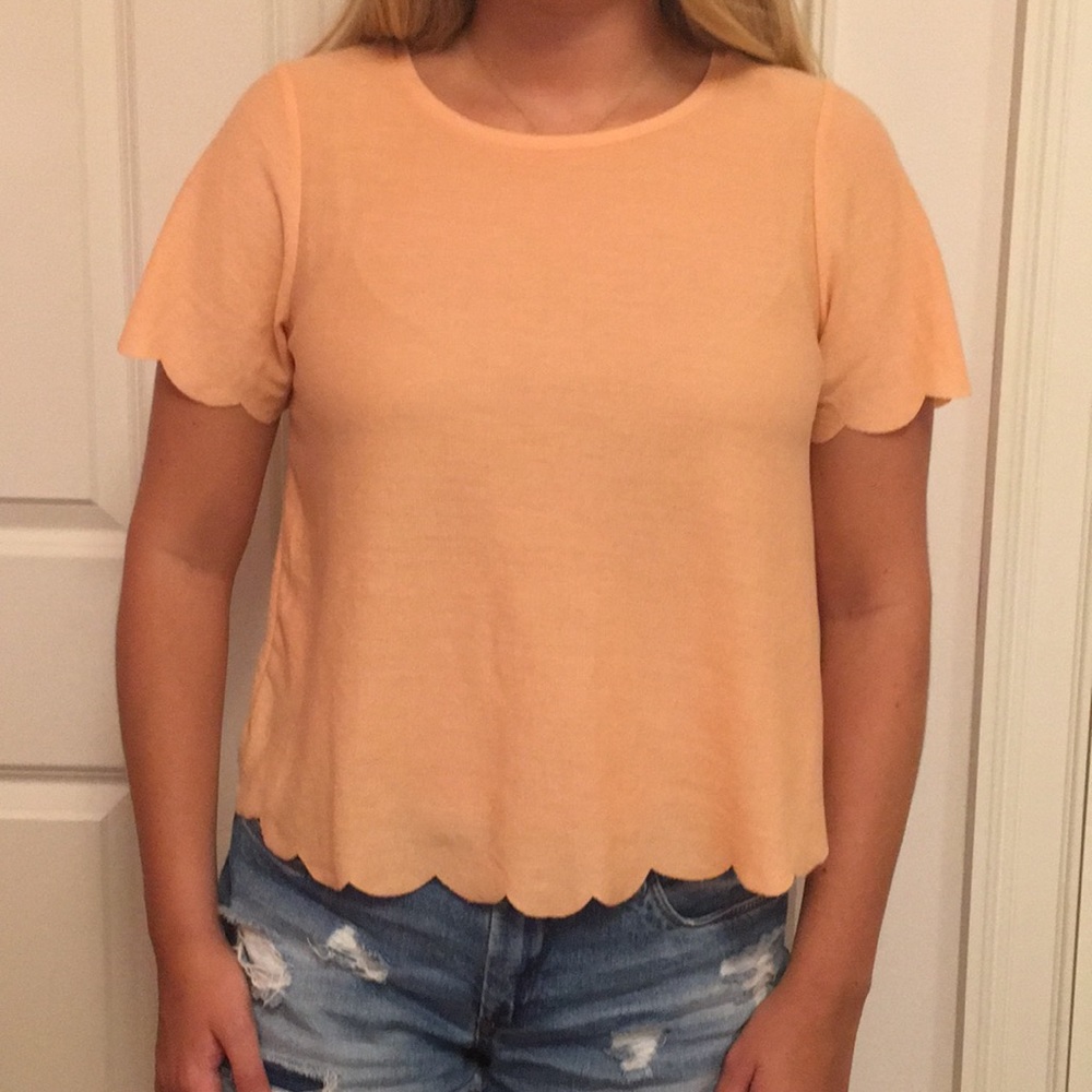 Orange scalloped Topshop t-shirt